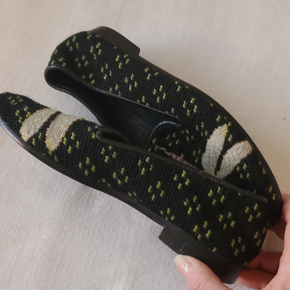 💥 SOLD 💥Larkspur Dragonfly Needlepoint Shoes 7M - Picture 6 of 6